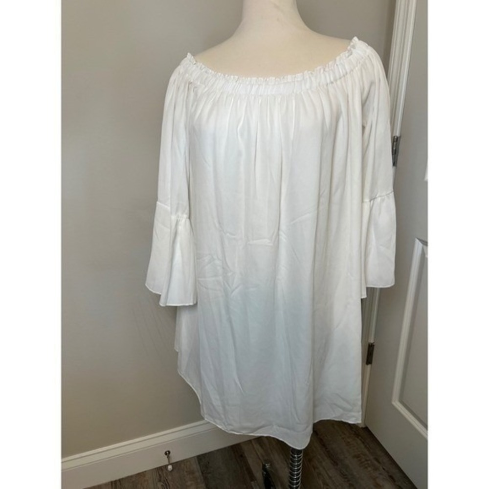 Zanzea Collection White Off Shoulder Ruffle Tunic Dress XXL Boho Resort Summer